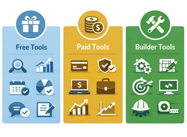 comparison of free paid and credit builder monitoring tools in a simple visual layout