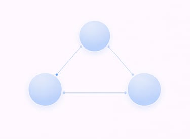 Concept: Three connected nodes or hubs equal size circles connected lines neutral design Purpose:
