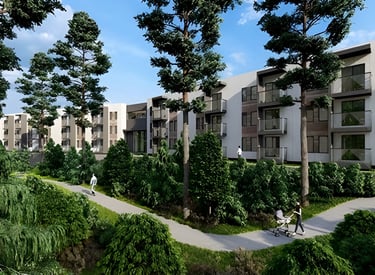 Back view of Lifestyle Enclave which is a residential building under Plexus Development Group