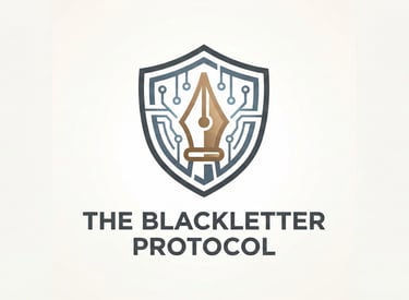 Official logo for The Blackletter Protocol, a legal AI training system created by Adam Bair