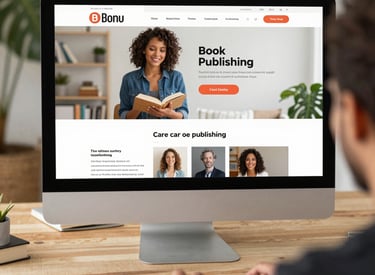 A sleek tablet displaying a vibrant ebook cover on a wooden desk with a cup of coffee.