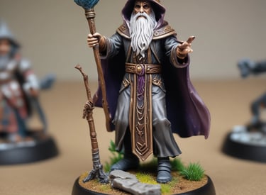 A detailed fantasy warrior miniature ready for 3D printing, posed dynamically with intricate armor and weaponry.