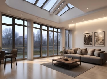 Modern interior renovation with fresh paint and stylish fixtures in a cozy living room.