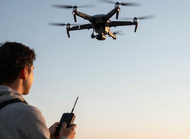 Close-up of drone equipped with radio transmitters and sensors.