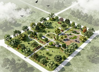 A scenic aerial view of open plots surrounded by greenery in the Panvel region under a clear blue sky.