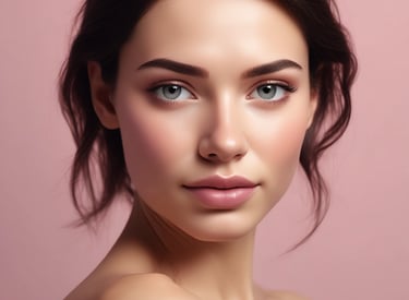 A sleek black and pink compact powder case with a soft brush on a minimalist background.