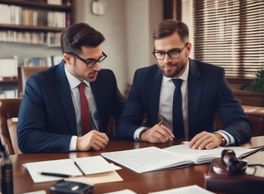 A professional discussing legal documents in a bright modern office, symbolizing legal protection services.