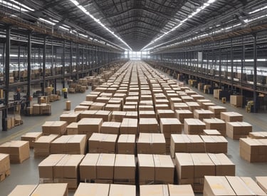 Photo of BCB Brands team handling clothing shipments in a busy warehouse.