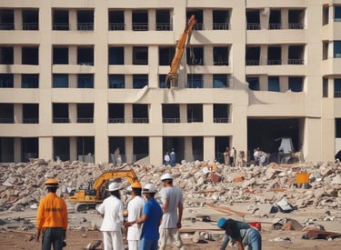An experienced forklift operator maneuvering equipment safely in a busy construction area.