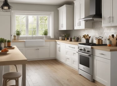 A bedroom with elegant storage solutions and soft textures.