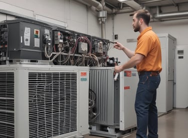 two men wearing hard hat standing near clear glass window