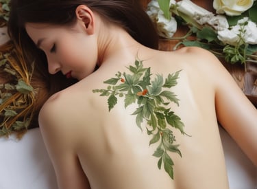 Athlete rubbing warming balm on shoulder with orange and burgundy tones.