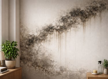 Pared interior con moho y manchas de humedad por filtración en una vivienda