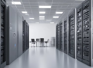 Photo of a modern corporate office with high-speed LAN and Wi-Fi setup.