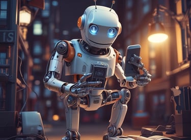 A friendly AI chatbot assisting a customer on a smartphone screen