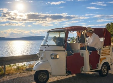 retro tuk tuk tour in Split with panoramic view