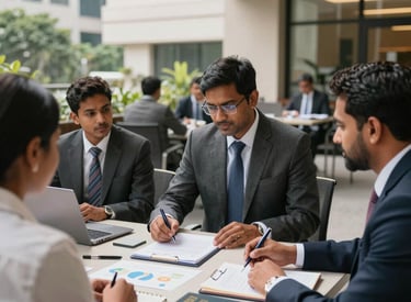 A diverse group of professionals engaged in a lively training session with laptops and notes.