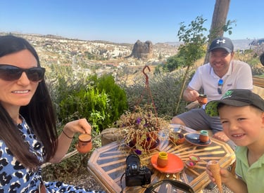 family drinking turkish coffee