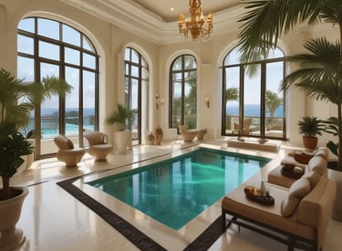 A sleek, cinematic shot of a luxury home exterior at sunset.