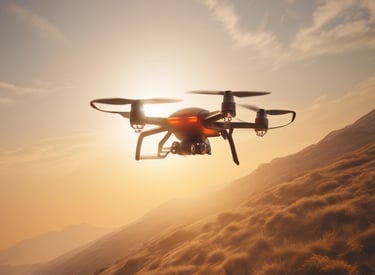 A group of students learning to pilot drones outdoors with an instructor guiding them.