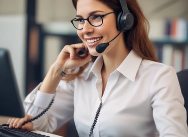 A professional team member making a phone call to a client regarding debt recovery.