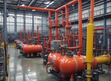 A team collaborating over AI-driven project plans with digital interfaces glowing in blue and green hues.