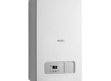 White Glow-worm wall-mounted combi gas boiler with a digital display interface.