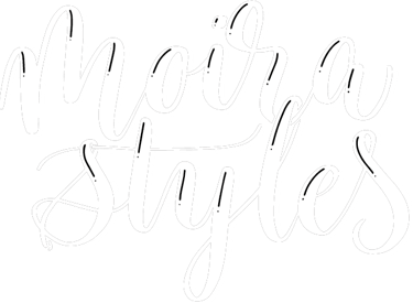 Moira Styles elegant hand-lettered calligraphy logo design in a white cursive font.