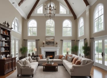 A cozy outdoor patio with comfortable seating and greenery.