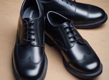 A collection of sturdy school shoes lined up neatly by size.