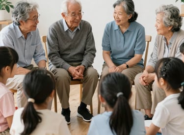 Participants engaged in a creative writing workshop, pens and notebooks in hand, surrounded by inspiring books.