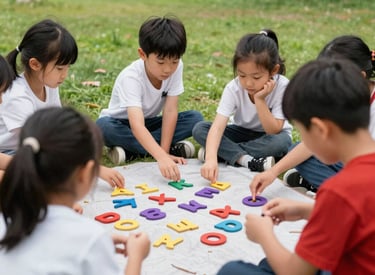 A lively group reading a theatrical story with expressive gestures in a cozy room.