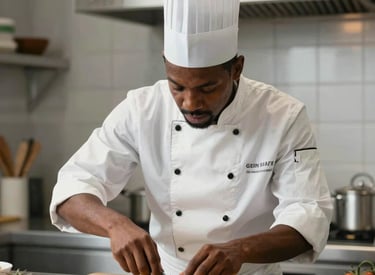 A warm, smiling nanny playing with two young children in a bright living room.