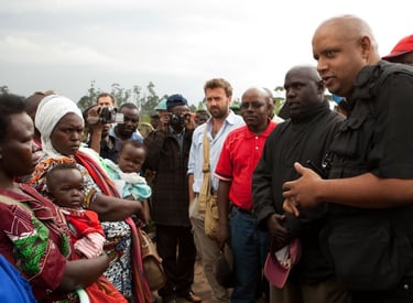 Former senior UN official Bruno Donat meeting women in eastern DR Congo circa 2008