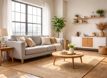 professional home cleaning service in bright modern living room