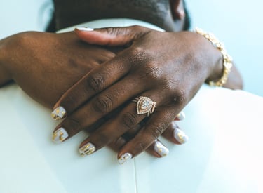 a louisiana bride with a wedding ring on her finger