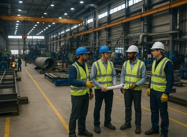 Engineers and clients discussing details.