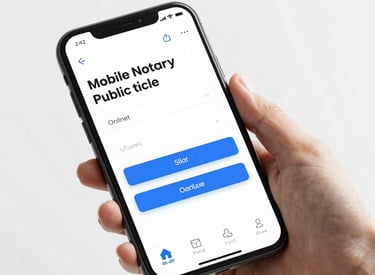 Screenshot of a sleek notary service website homepage, featuring appointment booking.