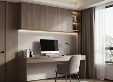 Young professionals working remotely in a stylish, adaptable living space.