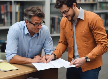 Technical consultant discussing electrical plans with a client.