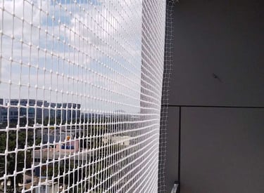 Close view of the high-quality mesh material used for pigeon netting.