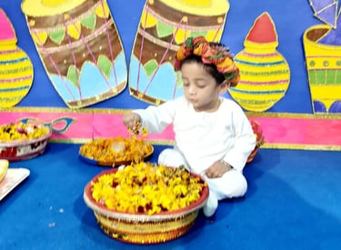 Child playing in art class of Enfant preschool in Happy heart ,brilliant mind 