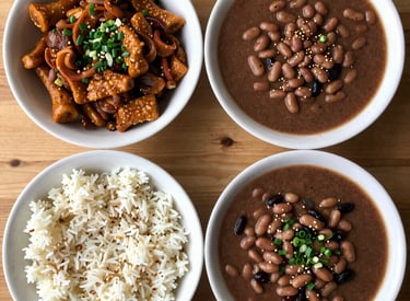 Close-up of perfectly cooked beans in a pot with steam rising.