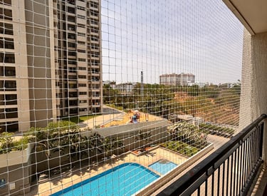 Durable pigeon nets installed on Tardeo apartment balcony