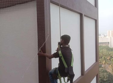 Durable pigeon nets installed on Goregaon apartment balcony