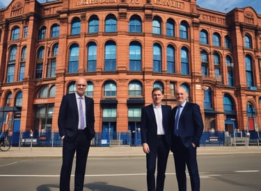 A dynamic football match scene showing players in action on a vibrant stadium pitch.
