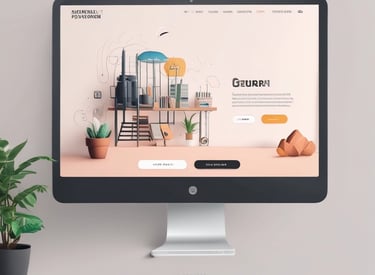 An engaging custom e-commerce website shown on a tablet with shopping icons around.