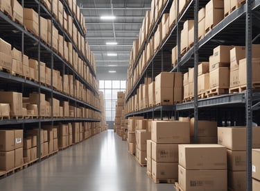 Boxes of food products being loaded into a shipping container at a port.