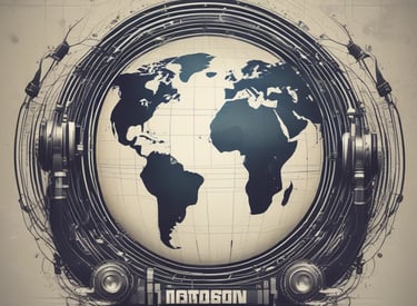 A vibrant sound wave graphic overlaying a city skyline at dusk