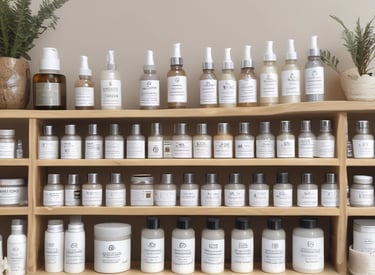 A serene workspace with skin analysis tools and natural ingredients arranged neatly.